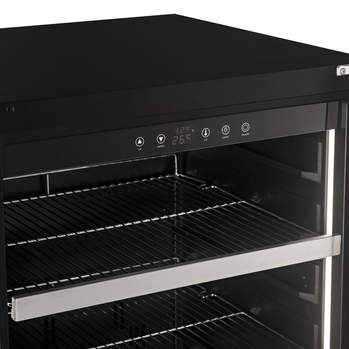 Touch-control temperature panel on the Balans BJ-130WS beverage cooler
