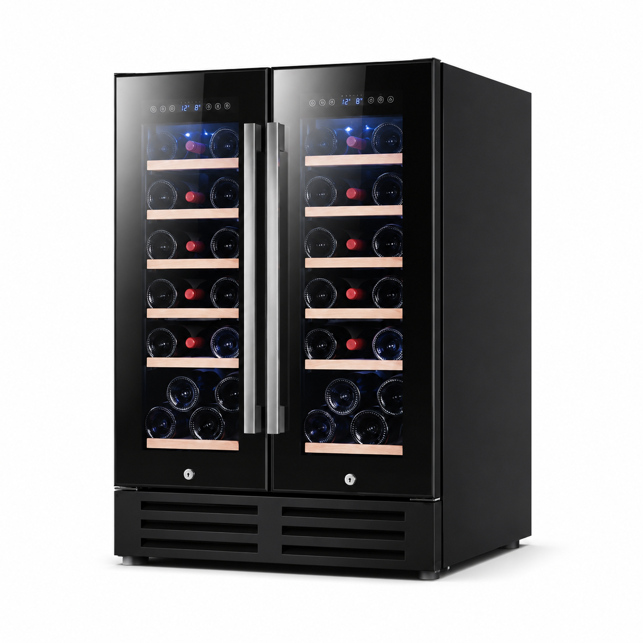 BALANS JC-110WD Premium Stainless Steel Dual-Zone Wine Cooler Refrigerator 40 Bottles with Dual Low-E Glass Doors