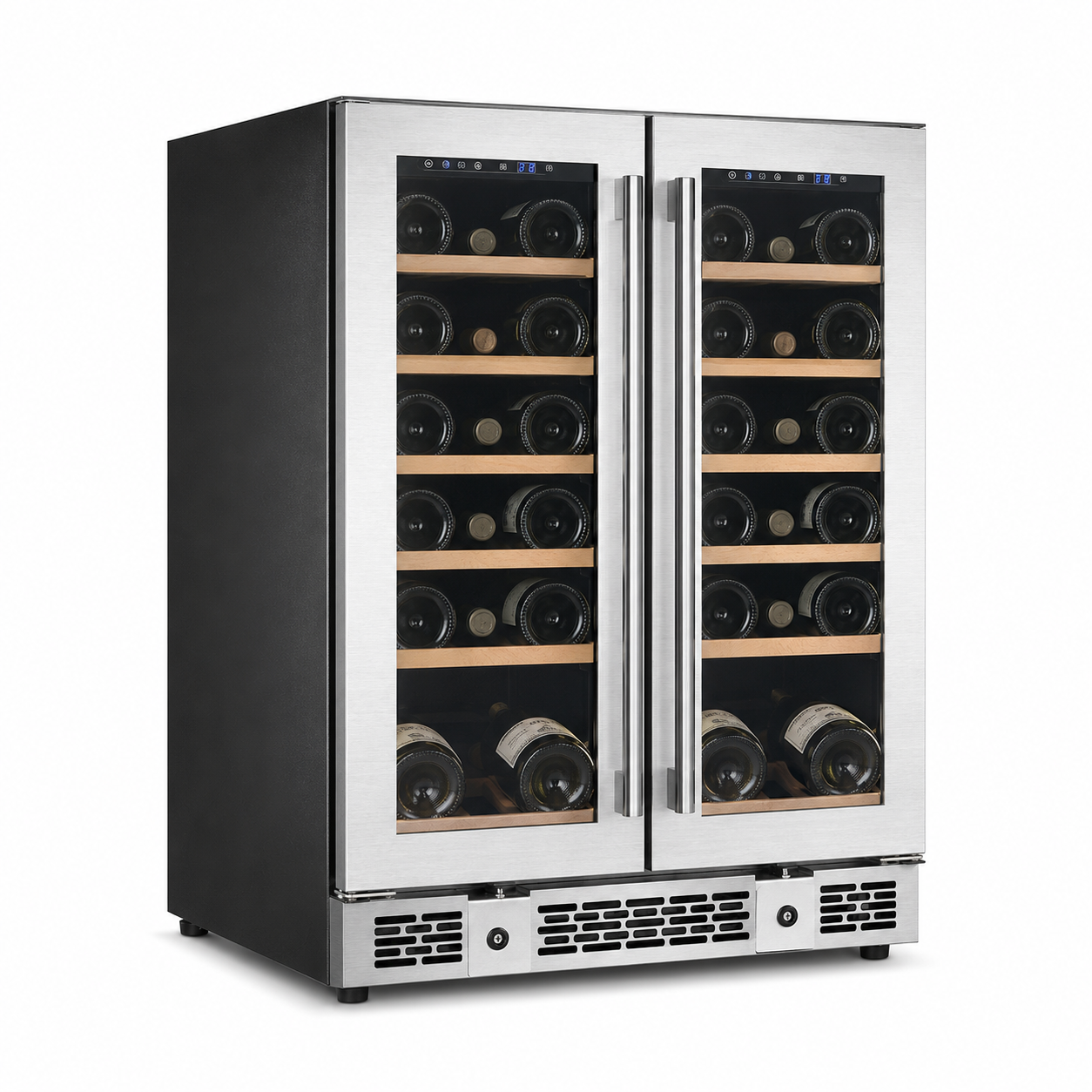 BALANS JC-110WD Premium Stainless Steel Dual-Zone Wine Cooler Refrigerator 40 Bottles with Dual Low-E Glass Doors