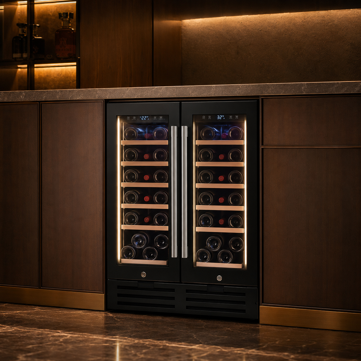 BALANS JC-110WD Premium Stainless Steel Dual-Zone Wine Cooler Refrigerator 40 Bottles with Dual Low-E Glass Doors