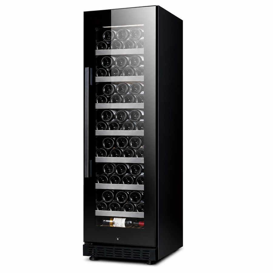 BALANS JC-188WS Black Wine Cooler 150L | 51 Bottle Built-In Wine Refrigerator with Wooden Shelves