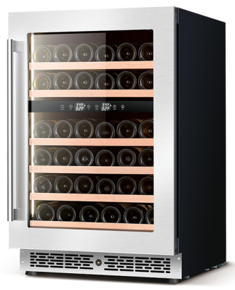 BALANS JC-130WD Premium Stainless Steel Dual-Zone Wine Cooler Refrigerator 41 Bottles with Low-E Glass Door
