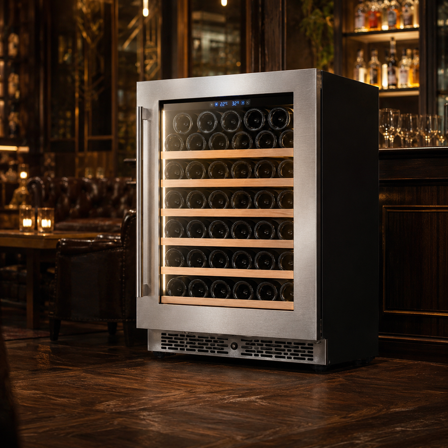 BALANS JC-130WS Premium Stainless Steel Wine Cooler Refrigerator 41 Bottles with Low-E Glass Door