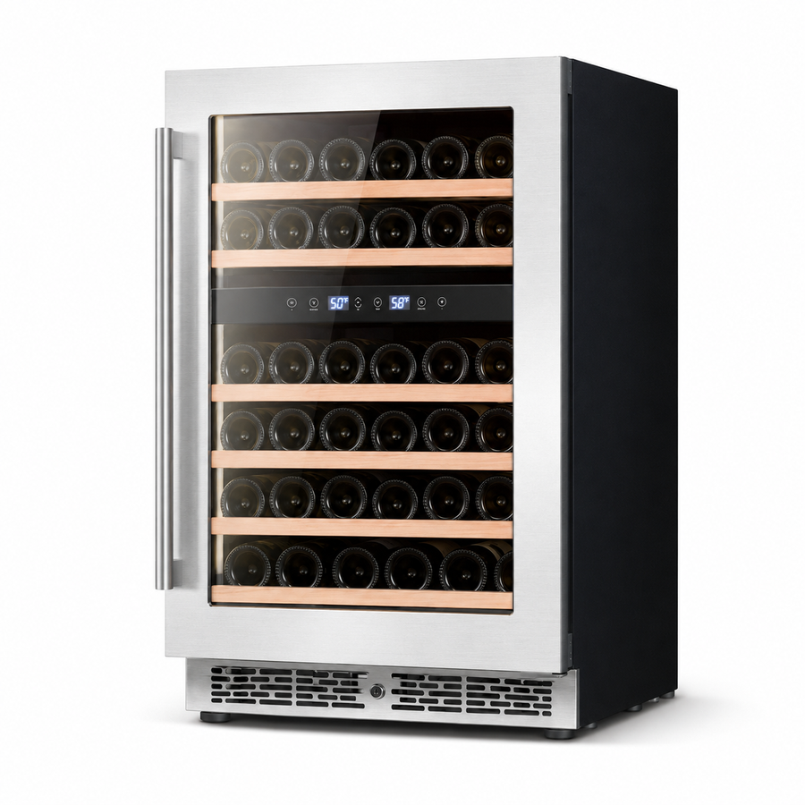 BALANS JC-140WD Premium Stainless Steel Dual-Zone Wine Cooler Refrigerator 45 Bottles with Low-E Glass Door