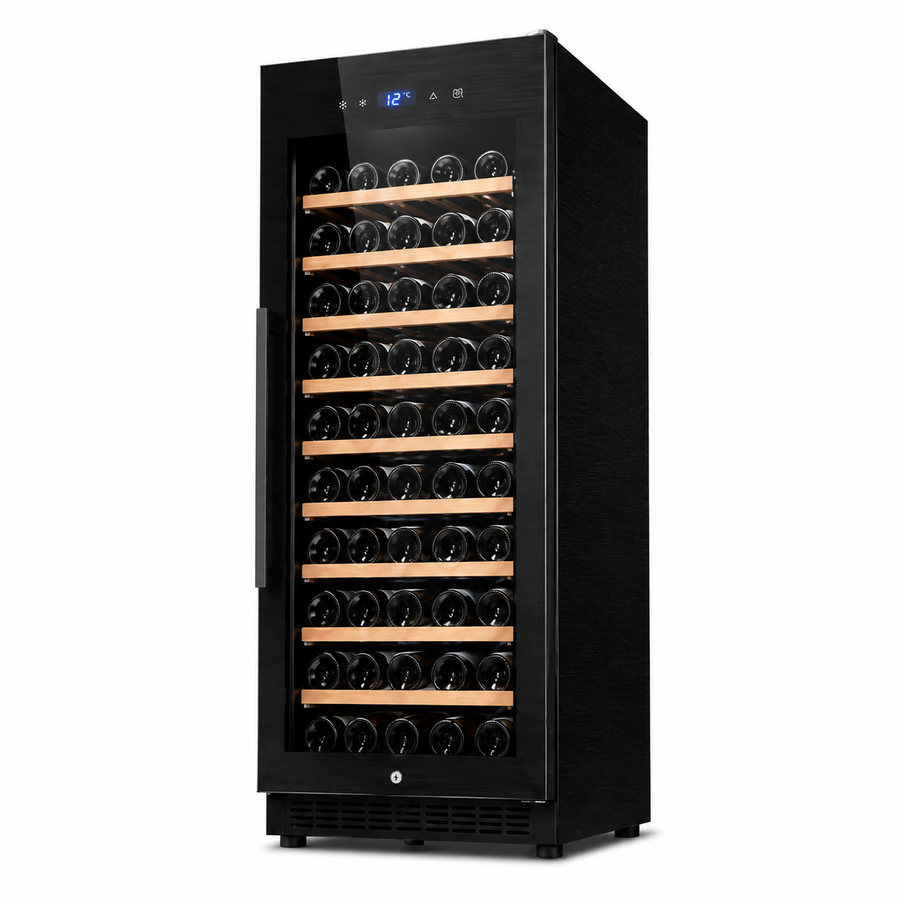 BALANS JC-208WS Black Wine Cooler 208L | 80 Bottle Freestanding Wine Refrigerator with Wooden Shelves