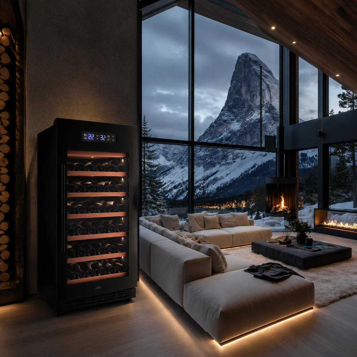 BALANS JC-208WS Black Wine Cooler 208L | 80 Bottle Freestanding Wine Refrigerator with Wooden Shelves