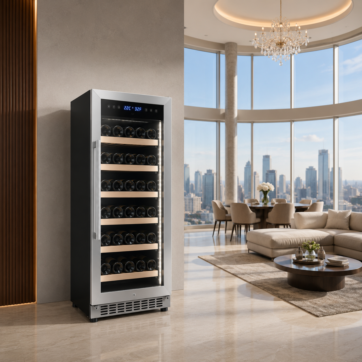 BALANS JC-345WS Stainless Steel Wine Cooler | 380L 68 Bottle Compressor Wine Refrigerator
