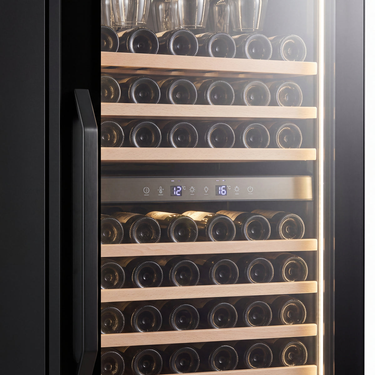 Premium wine storage cabinet with digital temperature display panel