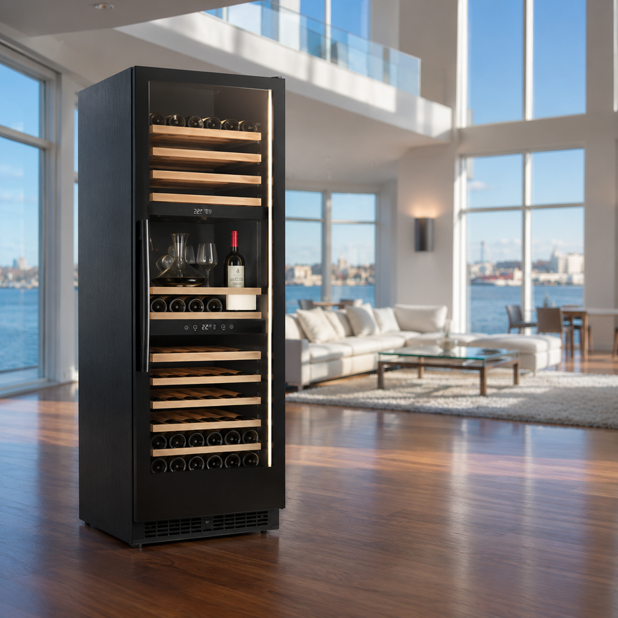 BALANS JC-465WT Black Triple Zone Wine Cooler | 508L 166 Bottle Wine Refrigerator