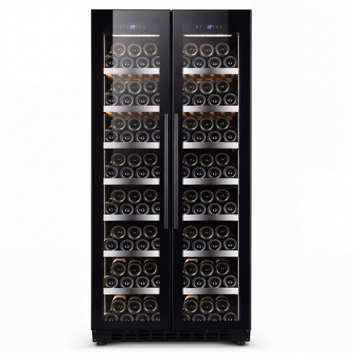 BALANS JC-608WDA side-by-side dual-zone wine refrigerator front view