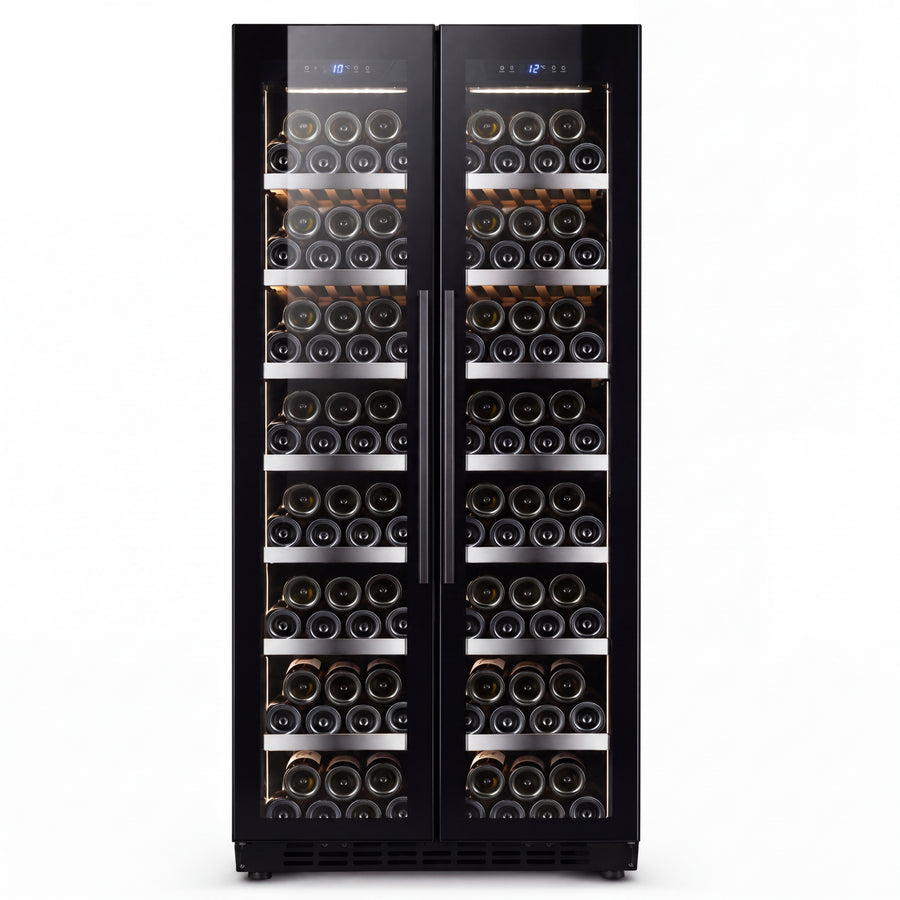 BALANS JC-608WDA side-by-side dual-zone wine refrigerator front view