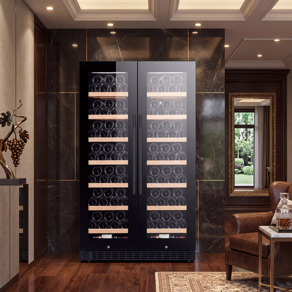 BALANS JC-635WD black double door wine cooler for home storage
