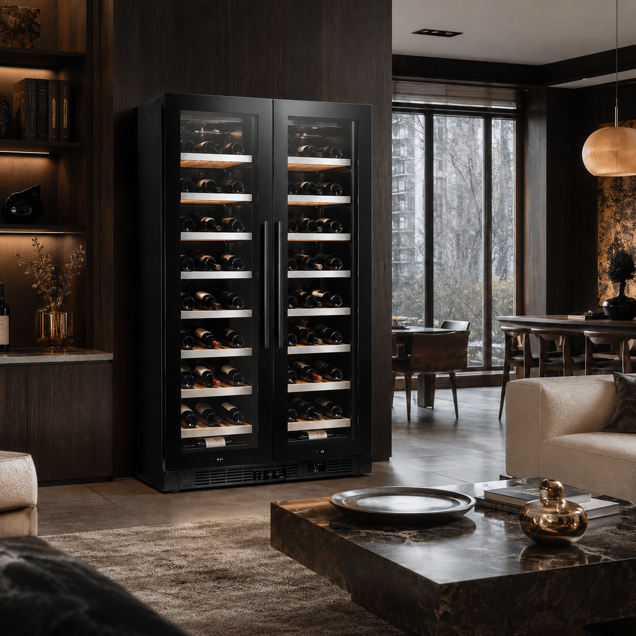 BALANS JC-635WD Dual Zone Wine Cooler | 300L 106 Bottle Double Door Wine Cabinet