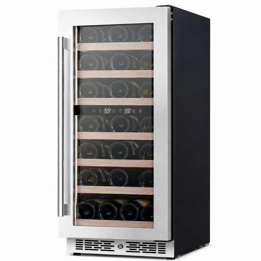 BALANS JC-96WD Premium  Stainless Steel Dual-Zone Wine Cooler Refrigerator 23 Bottles Built-In Storage