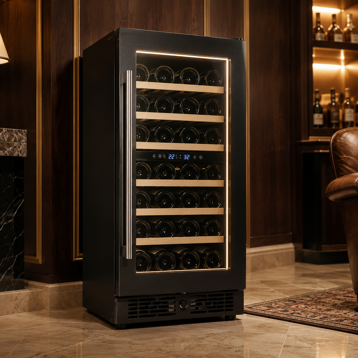 BALANS JC-96WD Premium  Stainless Steel Dual-Zone Wine Cooler Refrigerator 23 Bottles Built-In Storage