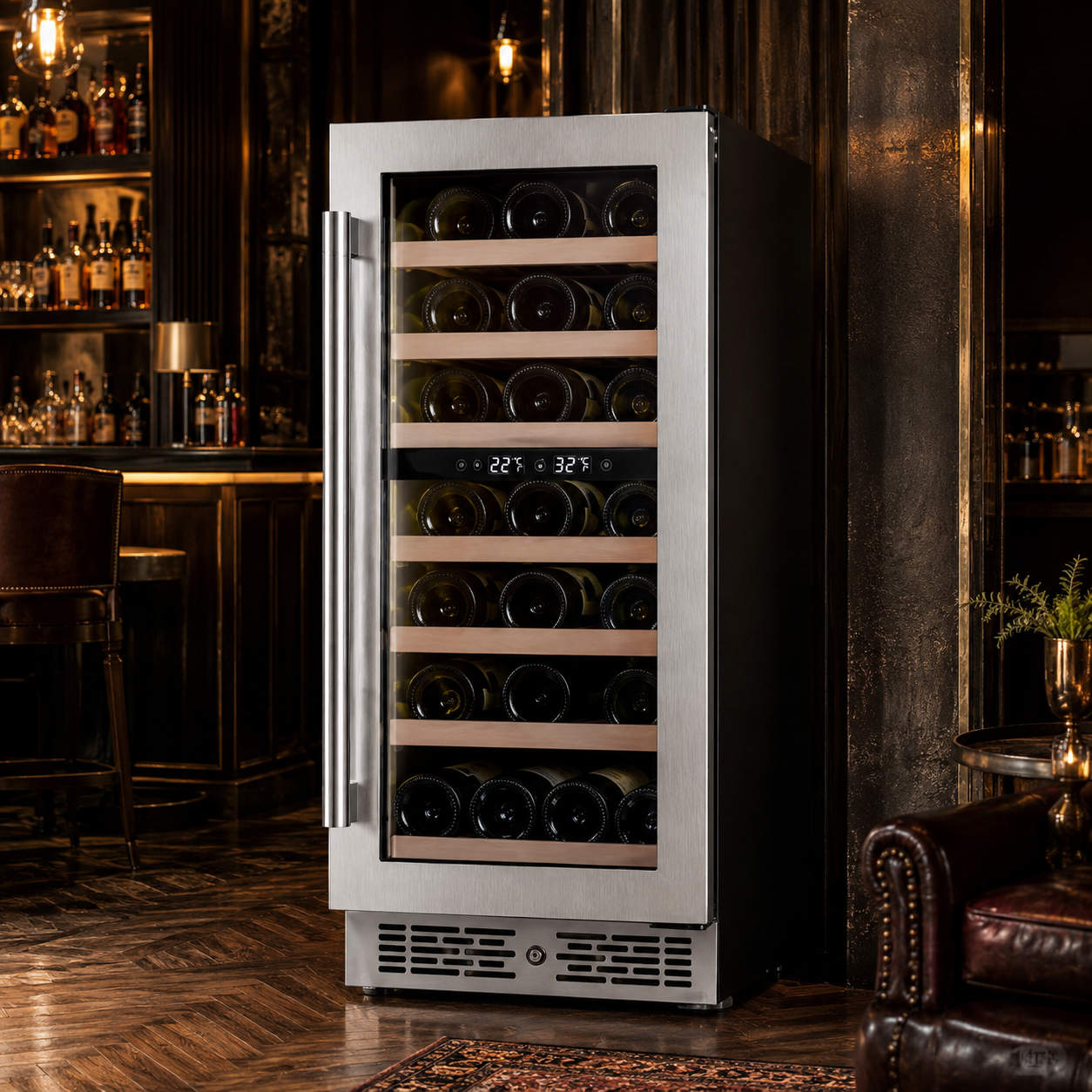 BALANS JC-96WD Premium  Stainless Steel Dual-Zone Wine Cooler Refrigerator 23 Bottles Built-In Storage