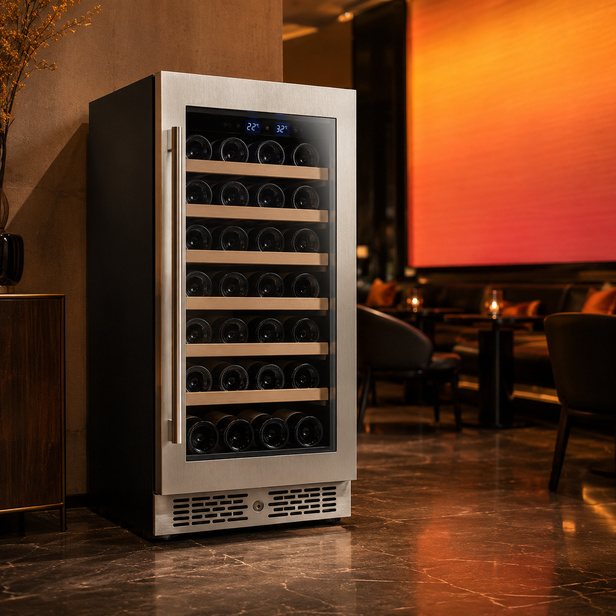BALANS JC-96WS Premium  Stainless Steel Wine Cooler Refrigerator 23 Bottles Built-In Storage