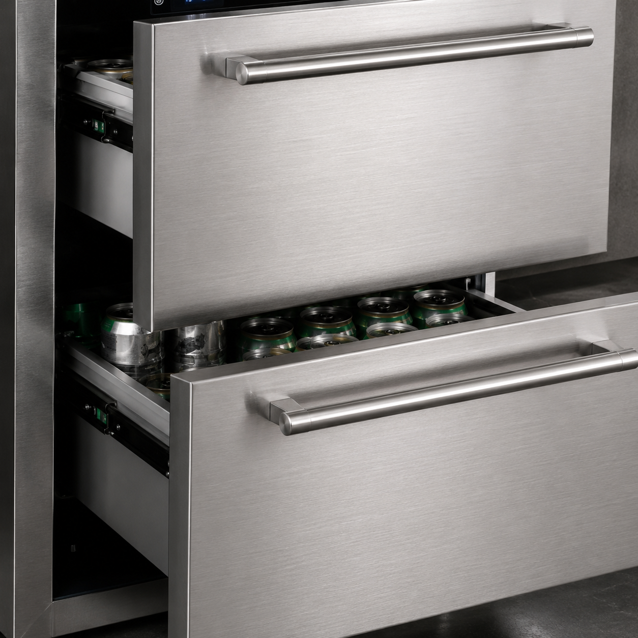 BALANS BC-145WS 154 Can Double Drawer Beverage Cooler | Built-In Stainless Steel Refrigerator