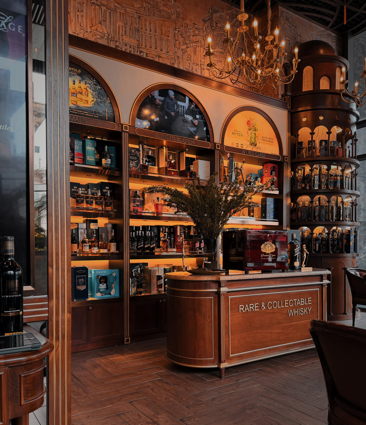 Cigar Rcial Display Retail feature wall with illuminated cigar display