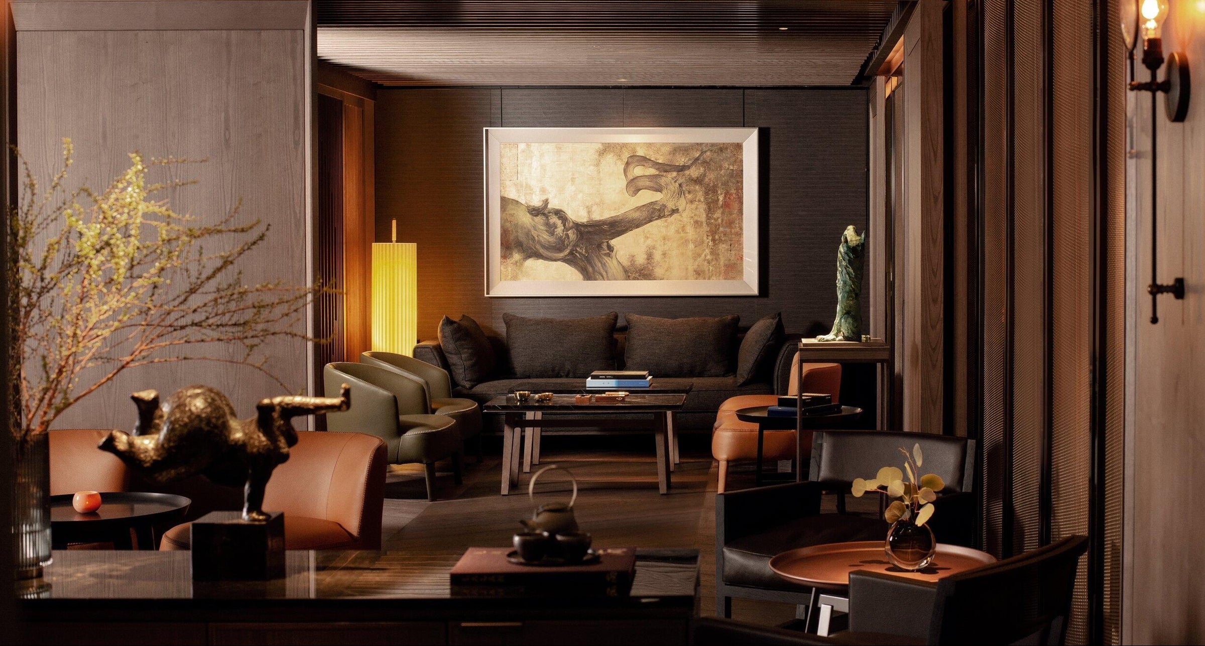 Warm custom cigar room with illuminated cedar shelving
