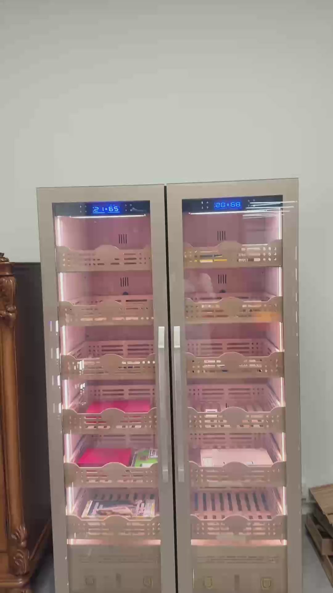 Load video: BALANS BX-680 Dual Zone Cigar Humidor Cabinet | Luxury Wine &amp; Cigar Storage